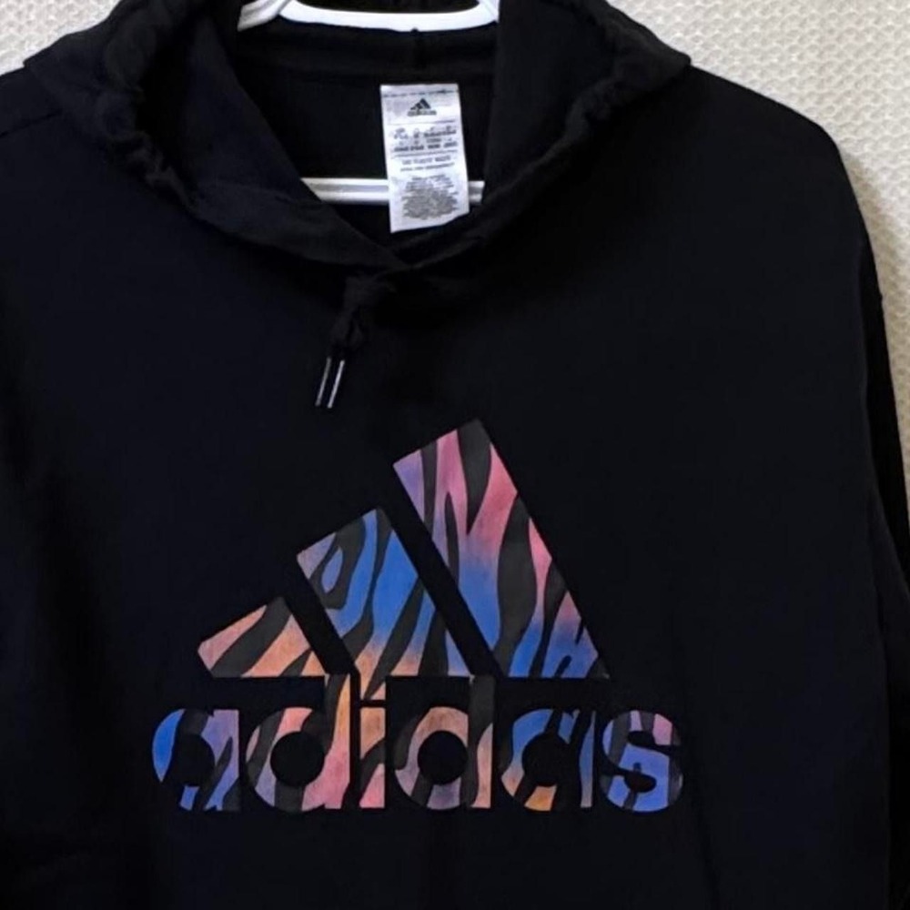 Adidas black hoodie with multicolored animal print logo - Picture 3 of 5